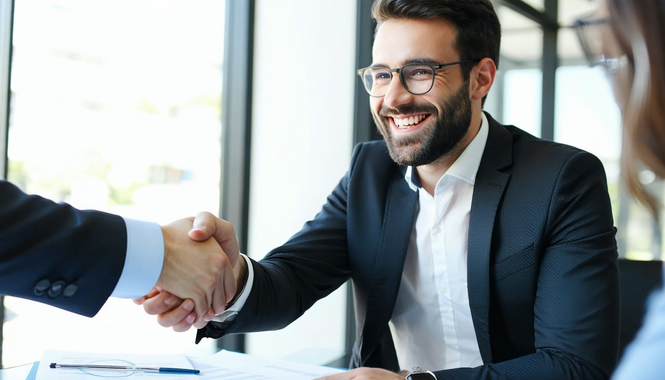 Salesperson closing a business deal