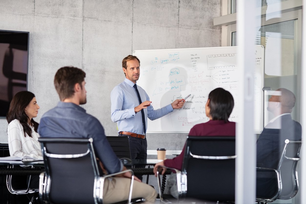Executives attending a leadership training program