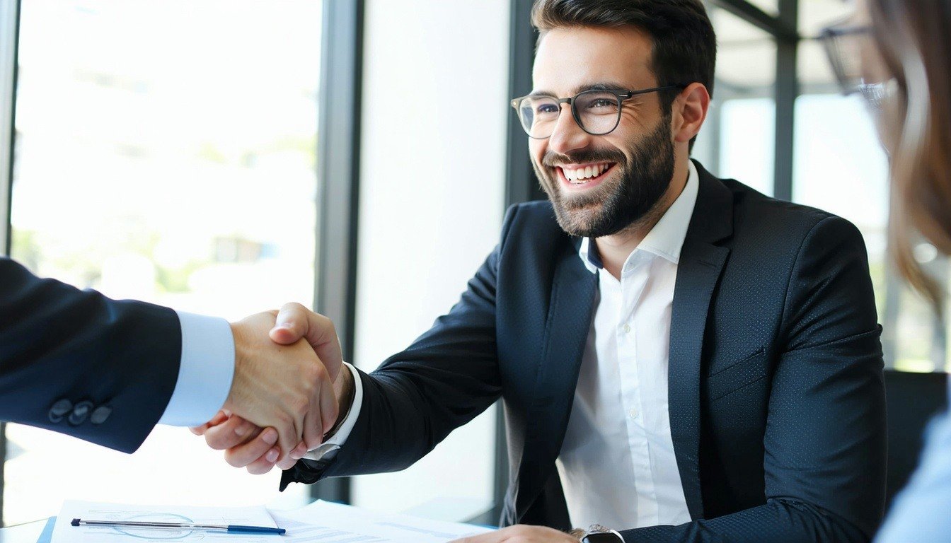 Salesperson closing a business deal